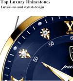 RovyFota Male Wrist Watches, Luminous Pointer, Men’s Watch Analog Quartz Movement, Stainless Steel, Waterproof, Apply to Luxury Dress Business, Big Face Rome Number Diamond Dial - Image 3