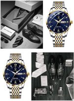 RovyFota Male Wrist Watches, Luminous Pointer, Men’s Watch Analog Quartz Movement, Stainless Steel, Waterproof, Apply to Luxury Dress Business, Big Face Rome Number Diamond Dial - Image 6