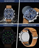BY BENYAR Men's Chronograph Watch 30 m Waterproof Luminous Classic Fashion Watches Large Dial Date Analogue Quartz Watch Elegant Gift for Men - Image 5
