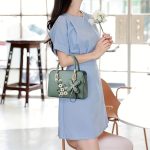 Tazweeq Women PU Leather Satchel Handbag,Crossbody Handbag Shoulder Bag for Women,Elegant Floral Pattern Handbag,Women Fashion Faux Leather Shoulder Bag,Trendy Double Handle Purse,Small Totes - Image 4