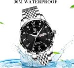 RovyFota Male Wrist Watches, Luminous Pointer, Men’s Watch Analog Quartz Movement, Stainless Steel, Waterproof, Apply to Luxury Dress Business, Big Face Rome Number Diamond Dial - Image 5