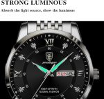 RovyFota Male Wrist Watches, Luminous Pointer, Men’s Watch Analog Quartz Movement, Stainless Steel, Waterproof, Apply to Luxury Dress Business, Big Face Rome Number Diamond Dial - Image 6