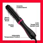 Revlon Hair Tools One-Step Style Booster - Round Brush Dryer & Styler, Round Brush- 38 mm (Thermal Bristles, Ceramic-Coated Barrel, Ionic + Ceramic Technology) RVDR5292UKE, Black - Image 6