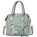 Tazweeq Women PU Leather Satchel Handbag,Crossbody Handbag Shoulder Bag for Women,Elegant Floral Pattern Handbag,Women Fashion Faux Leather Shoulder Bag,Trendy Double Handle Purse,Small Totes