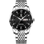 RovyFota Male Wrist Watches, Luminous Pointer, Men’s Watch Analog Quartz Movement, Stainless Steel, Waterproof, Apply to Luxury Dress Business, Big Face Rome Number Diamond Dial